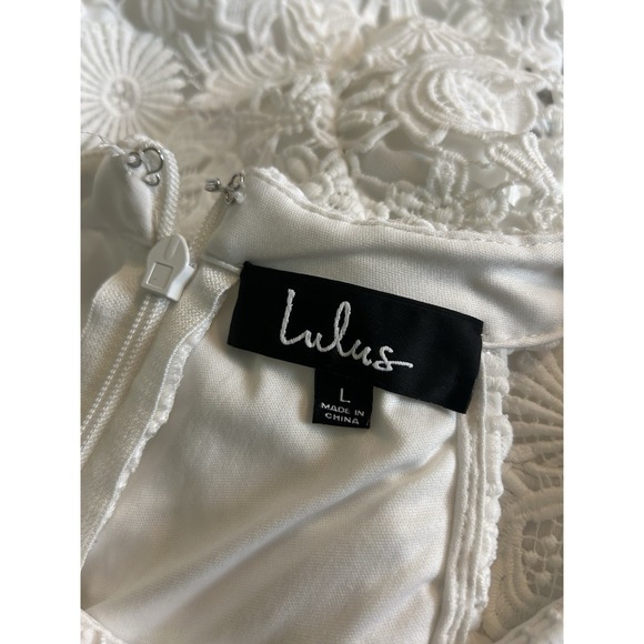 Lulus Love Poem Ivory White Embroidered Lace Mini Dress L Graduation Beach - Picture 9 of 14